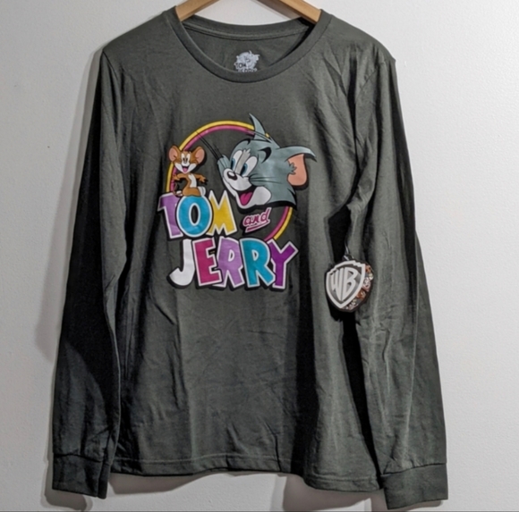Tom and Jerry Cartoon Long Sleeve Graphic T-Shirt, Size Large, New With Tag - Picture 1 of 5